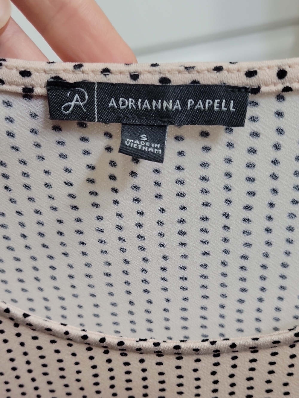 Adrianna Papell Blush Dot Tie-Front Ruffle Sleeve Blouse - Picture 2 of 3